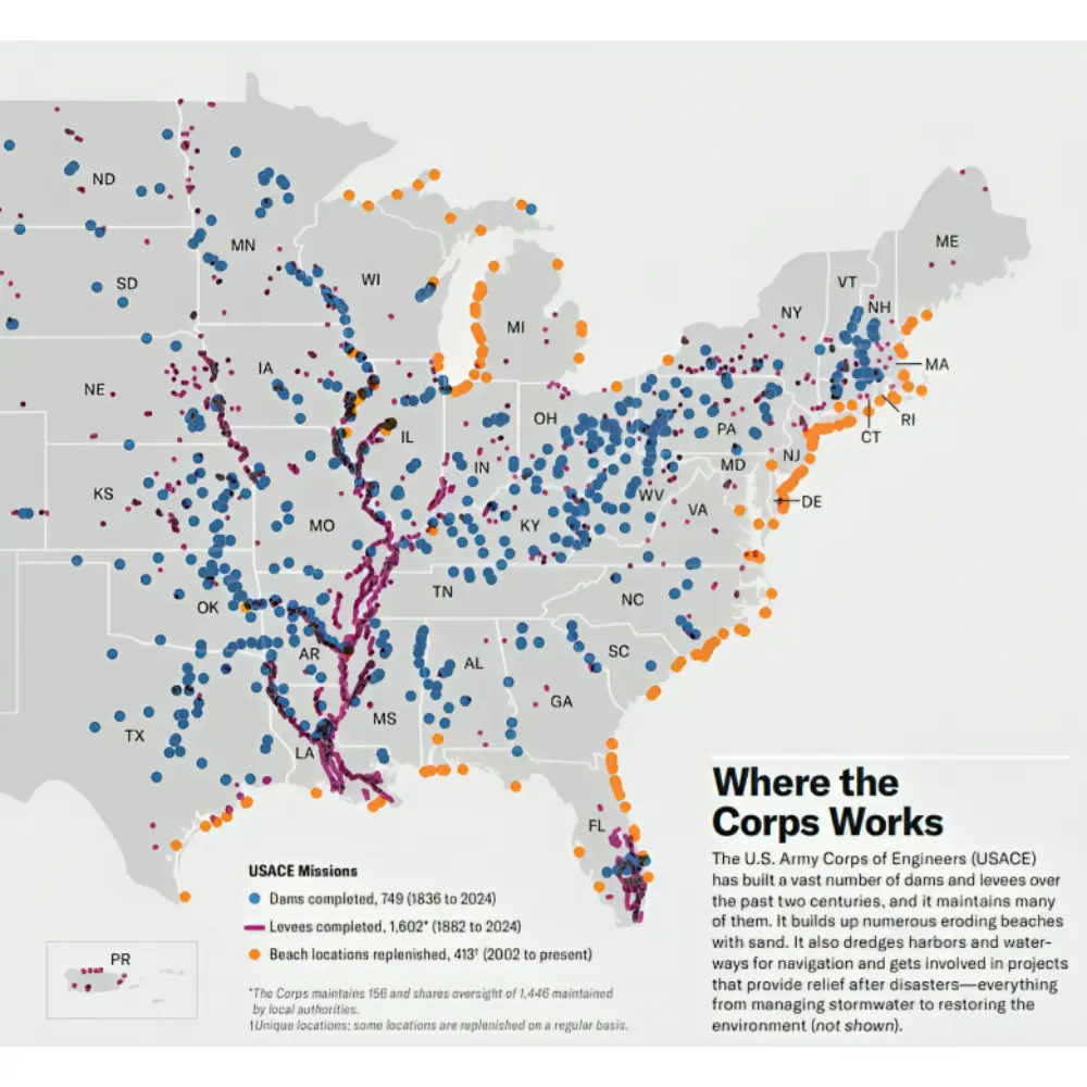 جایی که سپاه مهندسان ارتش آمریکا فعالیت می‌کند.