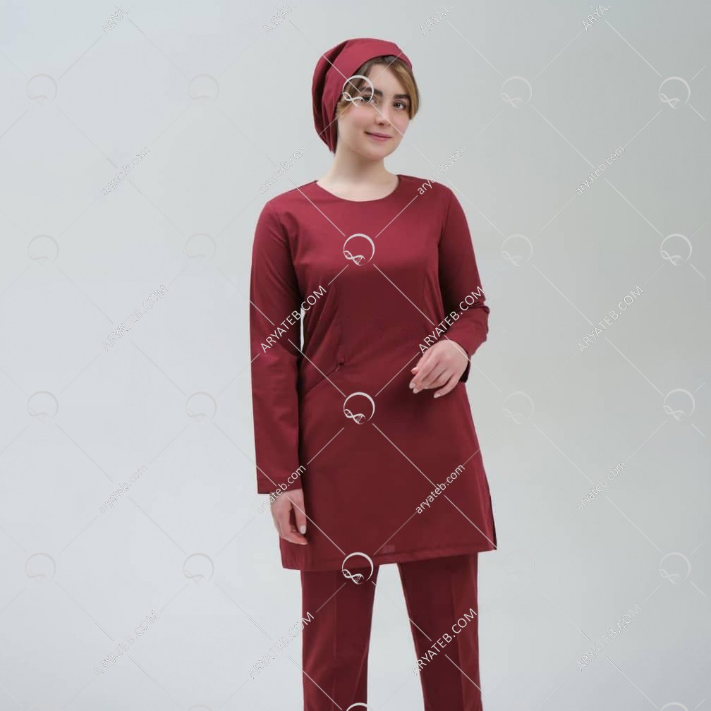 لباس اتاق عمل زنانه زرشکی Domina